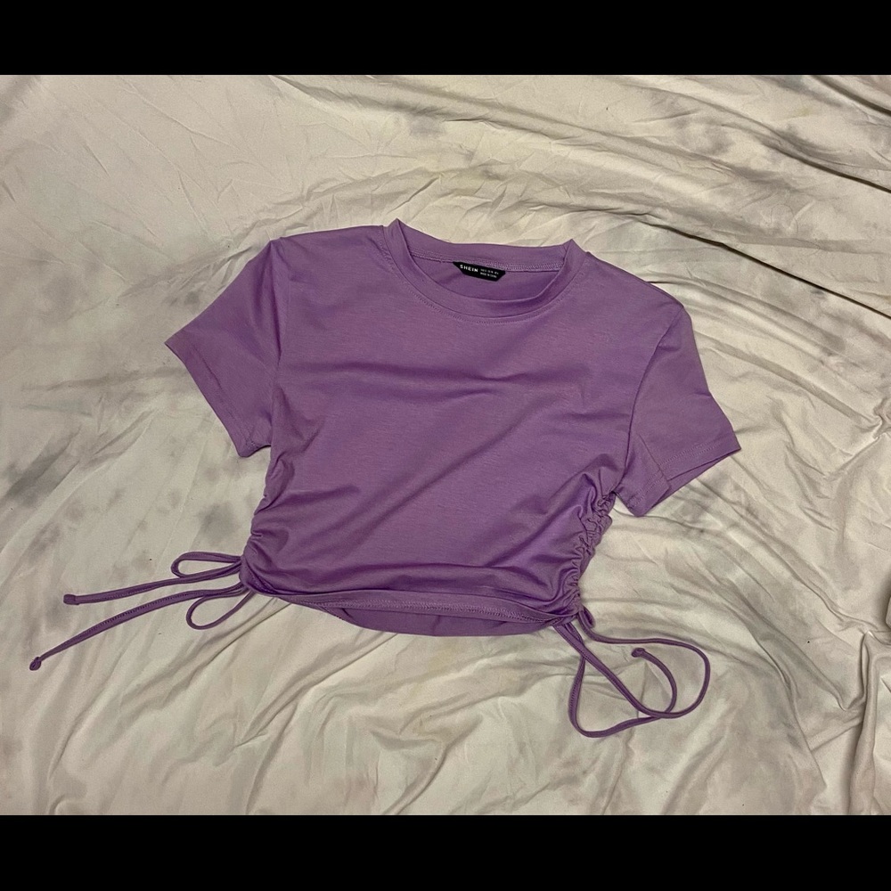 Small purple shein tie cropped tee